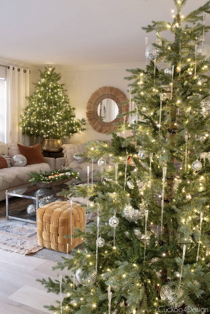 Christmas home tour with disco balls and bows