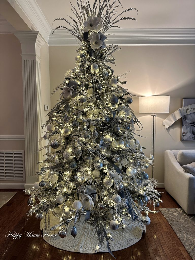 Icy Blue, Silver and White Christmas Tree for the Living Room 2024